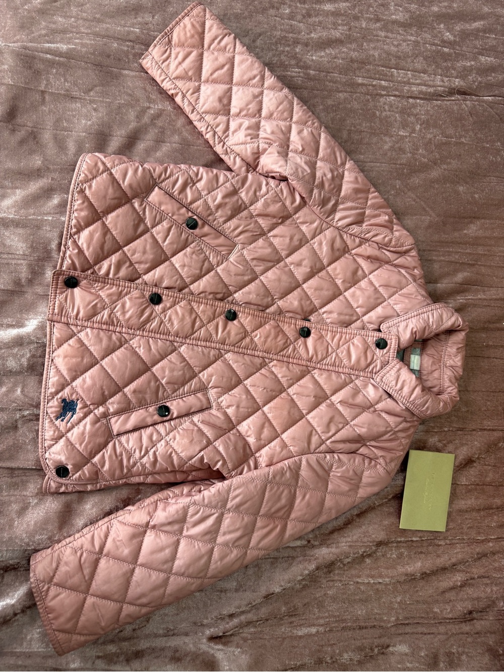 Girls' Burberry  Quilted Pink Button-jacket